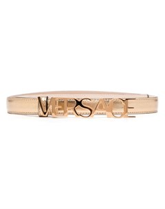 Ремень с пряжкой логотипом и эффектом металлик Versace