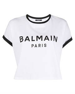 Укороченная футболка с логотипом Balmain