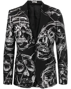 Однобортный пиджак с принтом Skull Alexander mcqueen