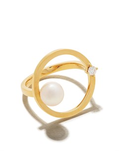 Кольцо Kinetic Akoya из желтого золота с жемчугом и бриллиантами Tasaki