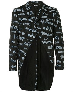 Пиджак в тонкую полоску с надписью Black comme des garçons