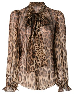 Леопардовая блузка с бантом Dolce&gabbana