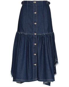 Джинсовая юбка с оборками и бахромой Chloe