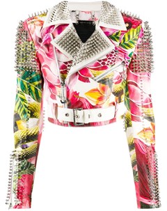 Байкерская куртка с цветочным принтом Philipp plein