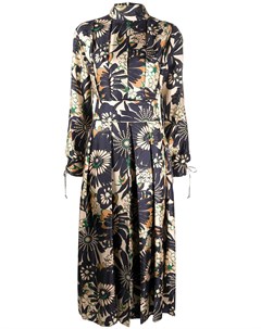 Платье с цветочным принтом и складками Victoria beckham