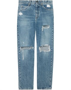 Прямые джинсы с эффектом потертости Gucci