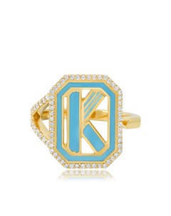 Эмалированное кольцо Gatsby из желтого золота с бриллиантами Colette