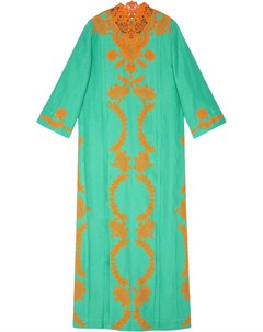Длинное платье кафтан с кружевом Gucci