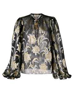 Блузка с цветочной вышивкой Saint laurent