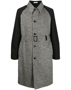 Однобортное пальто с контрастными рукавами Alexander mcqueen