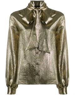 Блузка с бантом и эффектом металлик Saint laurent