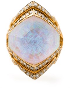 Кольцо Crystal Haze из белого золота с бриллиантами и гематитом Stephen webster