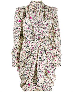 Плиссированное платье мини с цветочным принтом и драпировкой Isabel marant