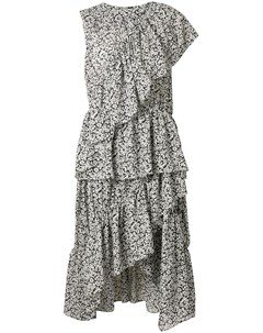 Платье асимметричного кроя с цветочным принтом и оборками Goen.j
