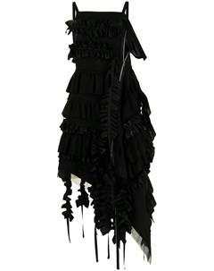 Платье миди асимметричного кроя с оборками Yohji yamamoto