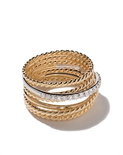 Широкое кольцо Crossover из желтого золота с бриллиантами David yurman