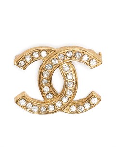 Брошь со стразами и логотипом CC Chanel pre-owned