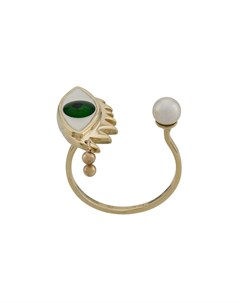 Золотое кольцо Eye Piercing с жемчугом и эмалью Delfina delettrez