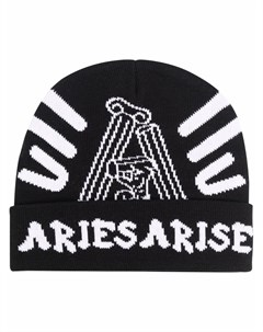 Шапка бини вязки интарсия с логотипом Aries