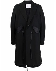 Двубортное пальто со вставками Sacai