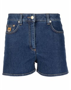 Короткие джинсовые шорты с нашивкой логотипом Moschino