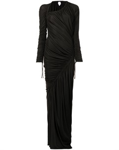 Длинное платье асимметричного кроя со сборками Bottega veneta
