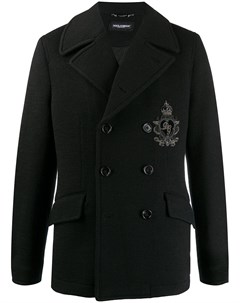 Двубортное пальто с вышитым логотипом Dolce&gabbana