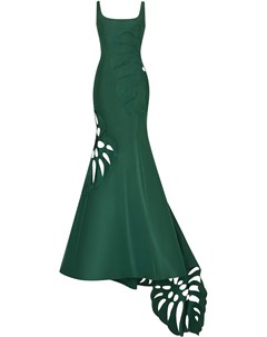 Вечернее шелковое платье с вышивкой Oscar de la renta