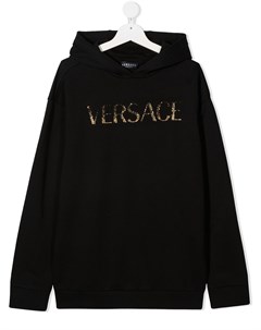 Худи с декорированным логотипом Versace kids