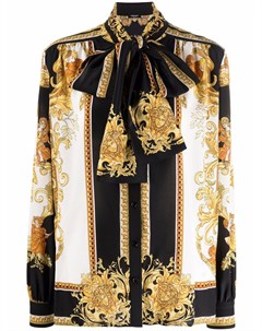 Рубашка с принтом Barocco и бантом Versace