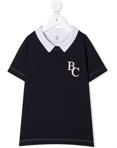 Рубашка поло с короткими рукавами и логотипом Brunello cucinelli kids