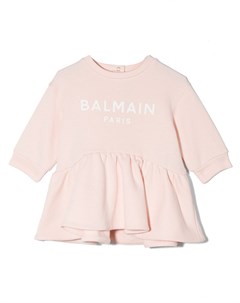 Платье свитер со складками и логотипом Balmain kids