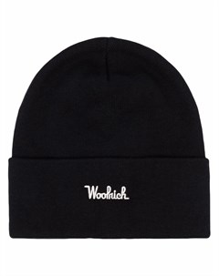 Шапка бини в рубчик с вышитым логотипом Woolrich