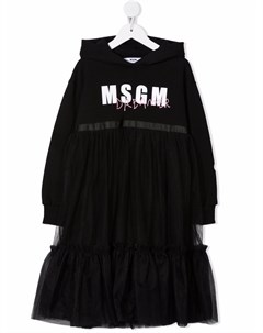 Платье с капюшоном и логотипом Msgm kids