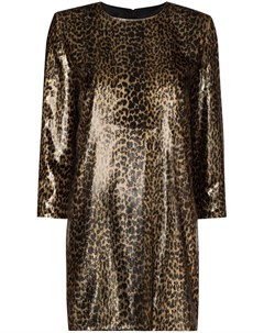 Платье мини с леопардовым принтом Saint laurent