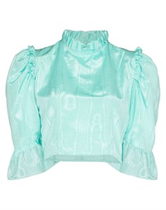 Жаккардовая укороченная блузка с оборками Batsheva