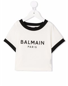 Укороченная футболка с логотипом Balmain kids