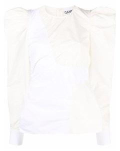 Присборенная блузка с объемными рукавами Ganni
