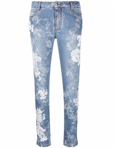 Прямые джинсы с цветочной вышивкой Ermanno scervino
