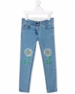 Узкие джинсы с цветочной вышивкой Stella mccartney kids