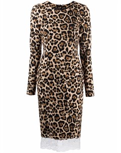 Платье с леопардовым принтом и длинными рукавами Blumarine