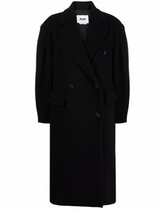 Двубортное пальто со складками на рукавах Msgm