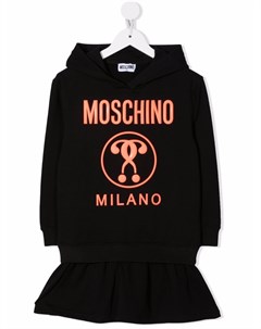 Платье с капюшоном и логотипом Double Question Mark Moschino kids