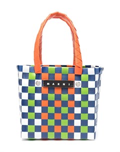 Плетеная сумка тоут с верхними ручками и логотипом Marni kids