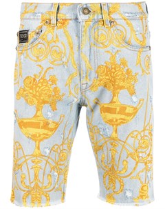 Джинсовые шорты с принтом Baroque Versace jeans couture