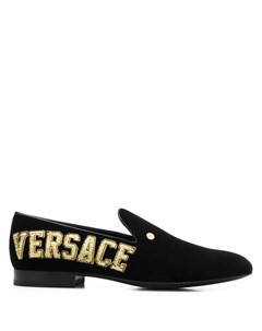 Слиперы с вышитым логотипом Versace