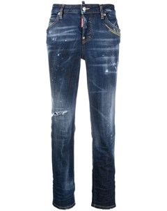 Укороченные джинсы кроя слим с эффектом потертости Dsquared2