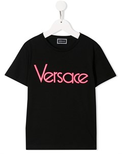 Футболка с контрастным логотипом Versace kids