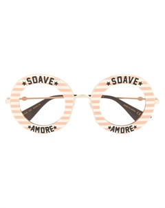 Солнцезащитные очки в круглой оправе в полоску Gucci eyewear