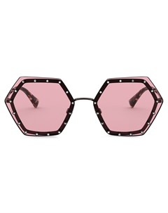 Солнцезащитные очки в шестиугольной оправе с кристаллами Valentino eyewear